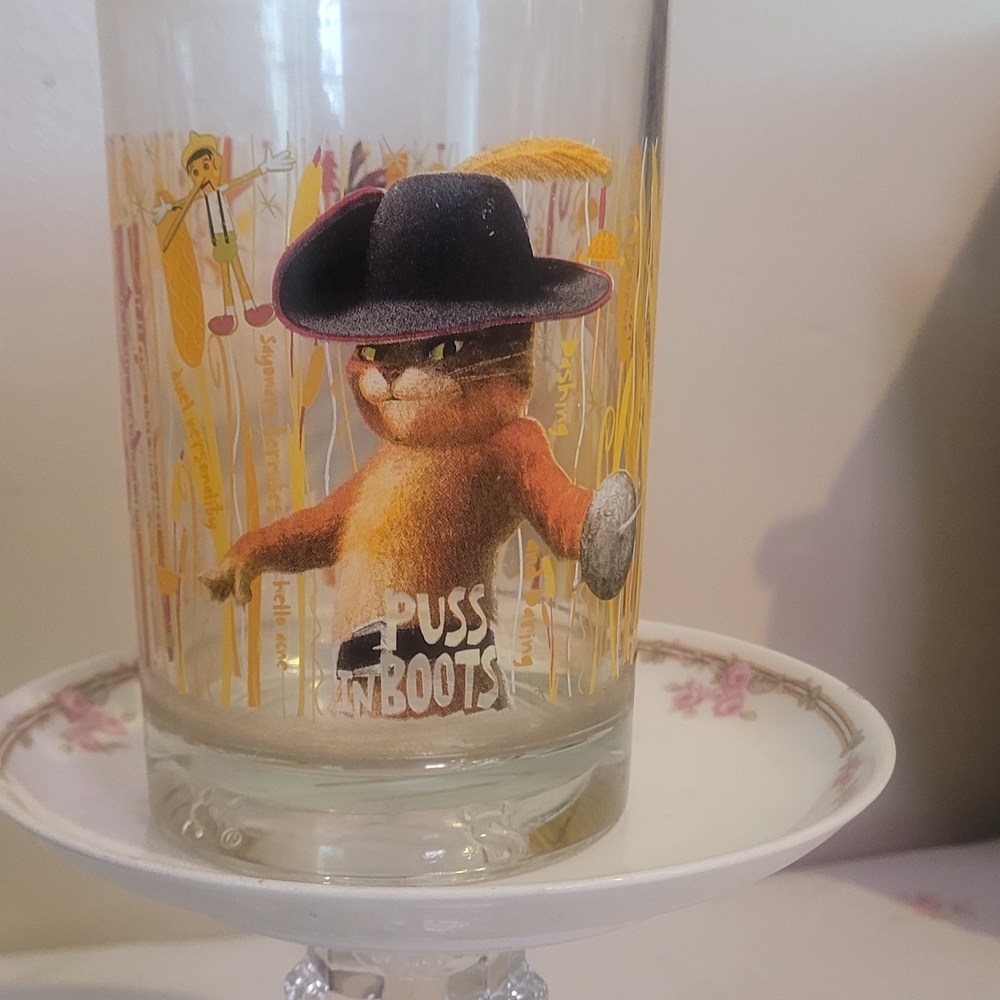 Puss in Boots And Fiona  Glass Tumbler